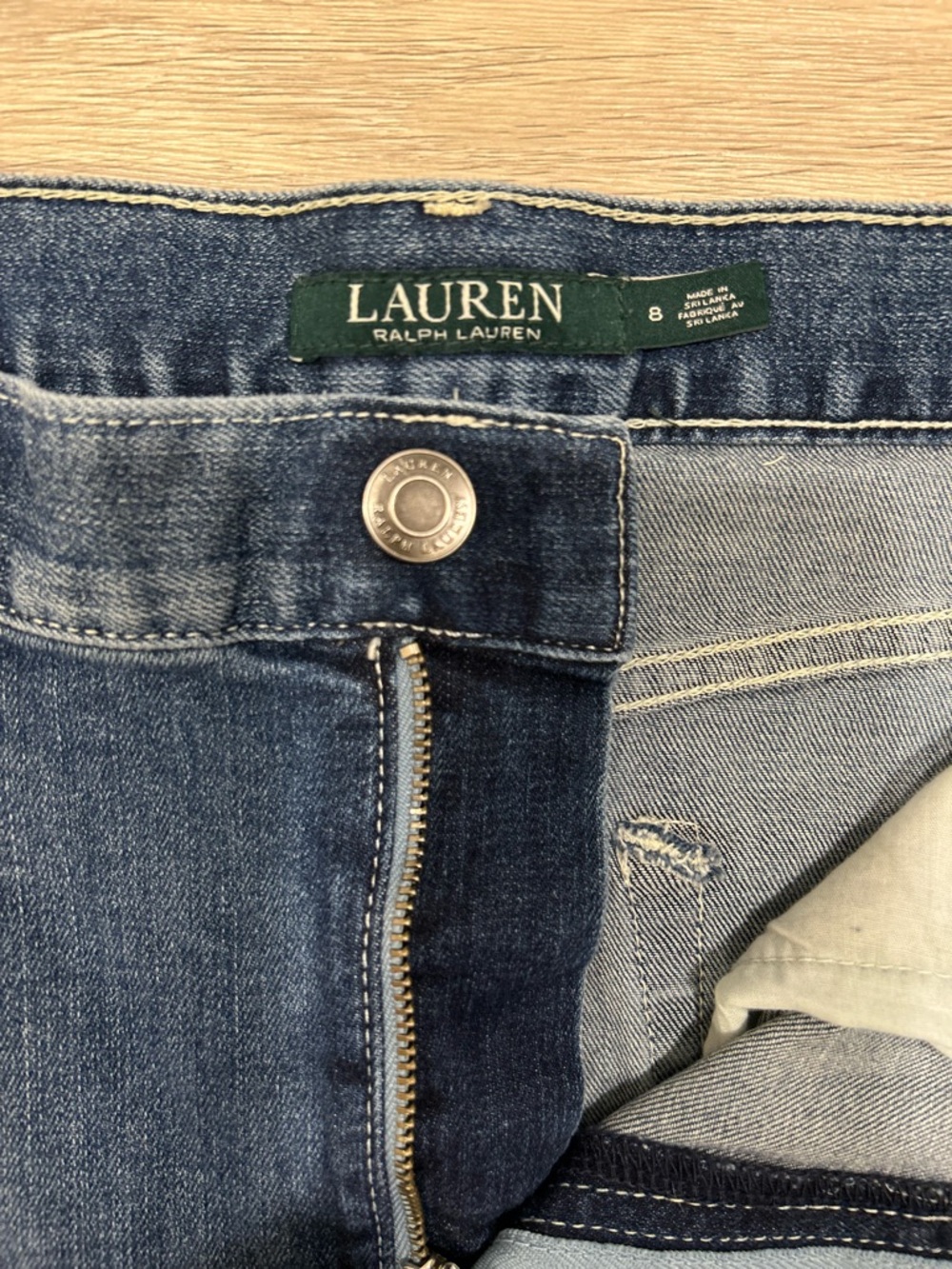 Lauren Ralph Lauren Women’s Denim Midi Skirt Size 8 Blue Stretch Classic Capsule - Picture 2 of 7